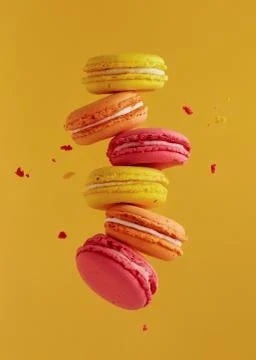 Flying Macarons Stock Photos