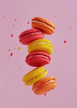 Flying Macarons Stock Photos