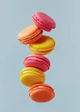 Flying Macarons Stock Photos