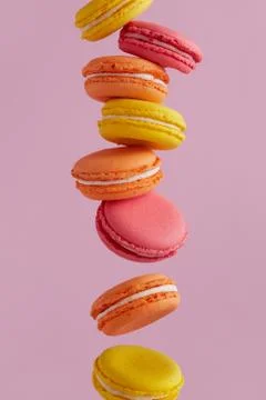 Flying Macarons Stock Photos