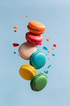 Flying Macarons Stock Photos