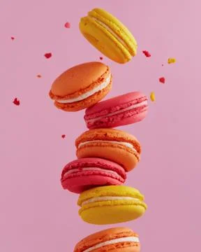 Flying Macarons Stock Photos
