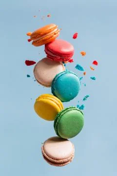 Flying Macarons Stock Photos