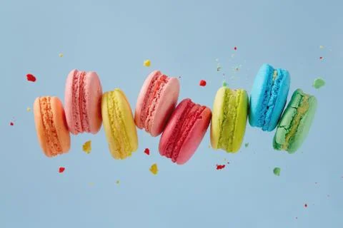 Flying Macarons Stock Photos