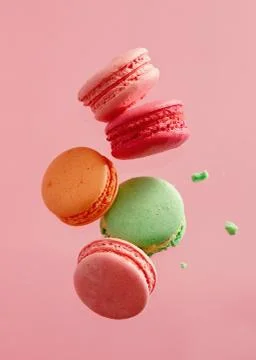 Flying Macarons Stock Photos