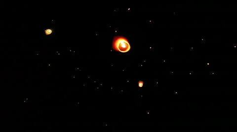 Flying magic Lanterns night sky background Stock-Footage 50880386