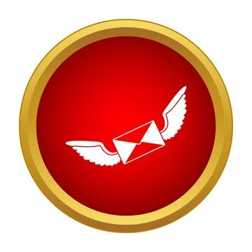 Flying mail envelope icon representing fast delivery Stock Illustration