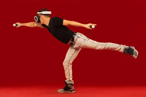 Flying man 3d glasses Stock Photos