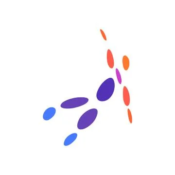 Flying man. Dots symbol. Abstract human logo. Vector illustration. Colorful logo Stock Illustration