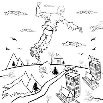 Flying man Stock Illustration