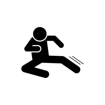 Flying man kick icon. Simple pictogram of fighting icons for ui and ux, website Ilustração Stock