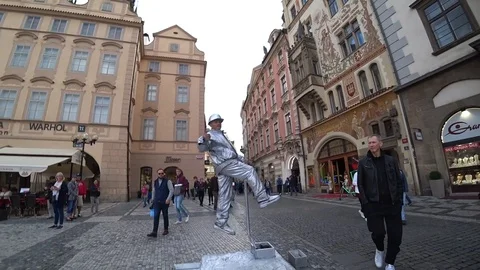 Flying man Prague Video stock 120643104