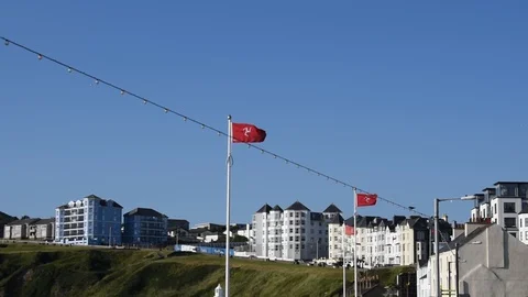 Flying Manx Flags Stock Footage 111890605