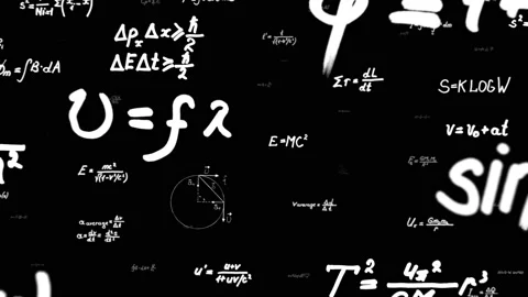 Flying math and physics formulas, symbols, functions, and equations Stock Footage 154292580