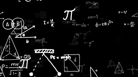 Flying Math Formula Equations Overlay Science Symbols. Math Calculation. Stock Footage 336395449