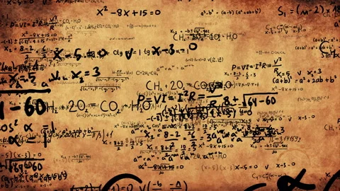 Flying Math Formula Equations Science Symbols on old paper. Math Calculation. Stock Footage 336396289