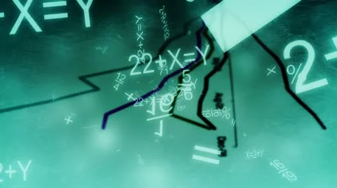 Flying Math Graphs Charts Loop Stock Footage 12522655