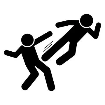 Flying men kick icon. Simple pictogram of fighting icons for ui and ux, website Ilustração Stock
