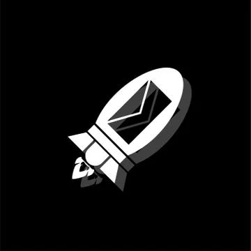 Flying message icon flat Stock Illustration