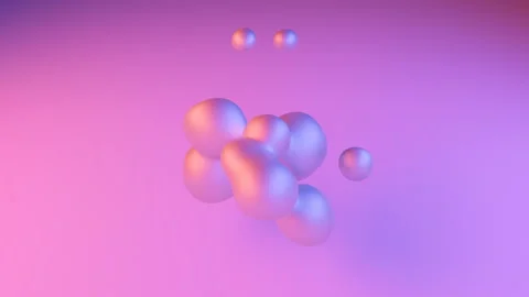 Flying metal blobs or drops with red and blue lights. Stock Footage 106454643