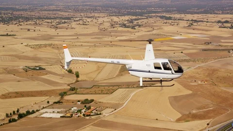 Flying, Mid-Air, Side View, Helicopter, Outdoors, Day, Wide Shot, 20 Seconds Or Video stock 95855245
