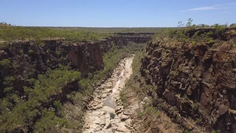 Flying in the middle of a Gorg in the Outback Stock Footage 146500117