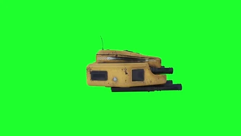 Flying military, war droid, bot with gun. Green screen. Видео 264550063