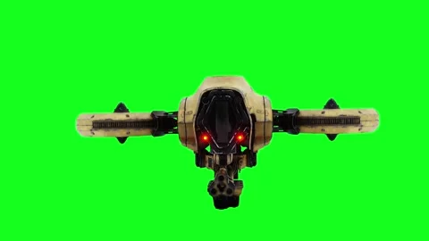 Flying military, war droid, bot with gun. Green screen. Vídeo Stock 264550288