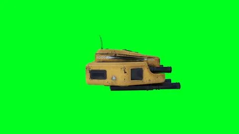 Flying military, war droid, bot with gun. Green screen. 3d rendering. Stock Illustration