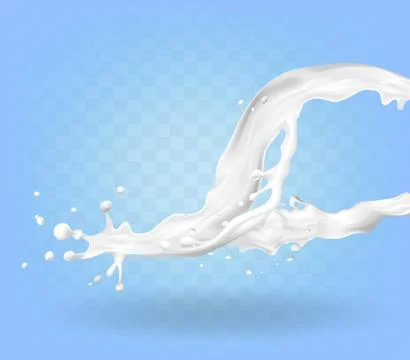 Flying Milk Splash on Blue Background Stock Illustration