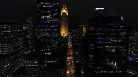 Flying Into Minneapolis at Night Stock Footage 100142232