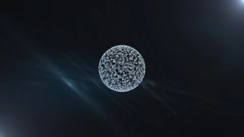 Flying modern virtual network sphere abstract 3D background. Stock Illustration