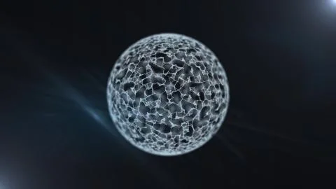 Flying modern virtual network sphere abstract 3D background. Stock Illustration