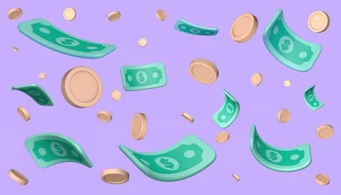 Flying money 3d Stock Illustration