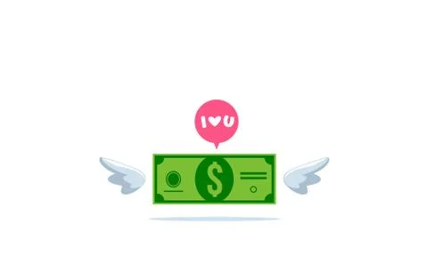 Flying Money with bubble speech Stock Illustration