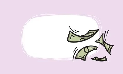 Flying money icon. Simple vector background Stock Illustration