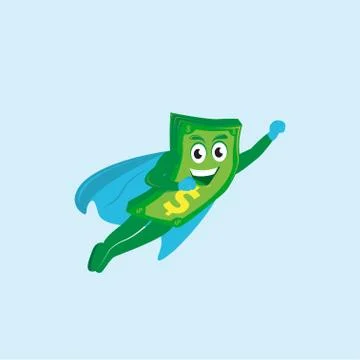 Flying money illustration happy cartoon design template Stock Illustration