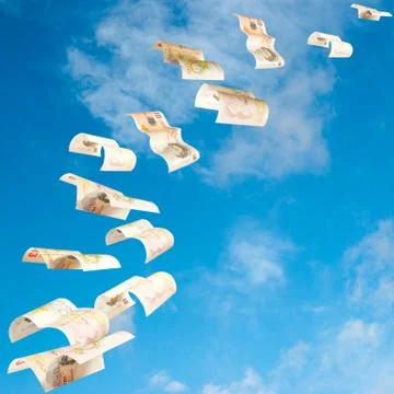 Flying money Stock Photos