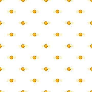 Flying money seamless pattern with gold winged coins Illustrazione stock