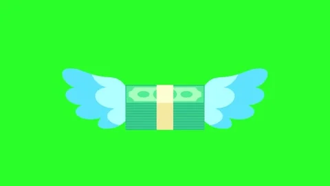 Flying Money Stack with Wings for Finance and Fast Cash Concept Stock Footage 319918376