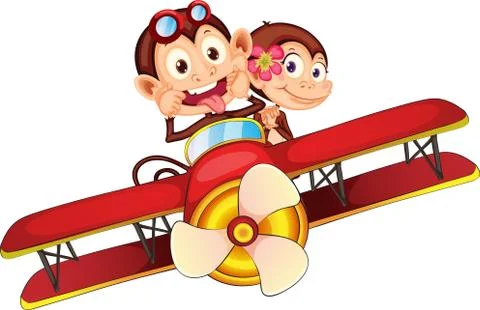 Flying on a monkey plane Stock Illustration