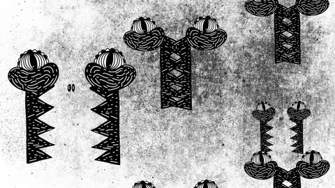 Flying monster faces – animated horror elements in motion Stock Footage 312822246