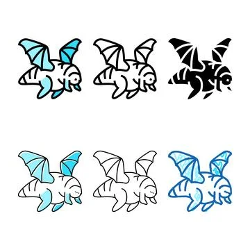 Flying monster multipack color icon vector Stock Illustration