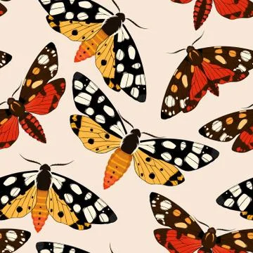Flying moths seamless Stock Illustration