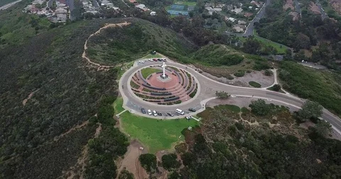 Flying by Mount Soledad in La Jolla, California, 4K Stock Footage 111384426