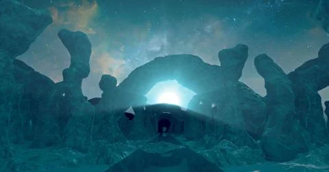 Flying On The Mountain In Sci-fi Stone 06 Stock Photos