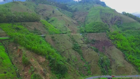 Flying up the mountains in a high altitude Da Nang Hill, Vietnam 4K Video Video stock 235816225