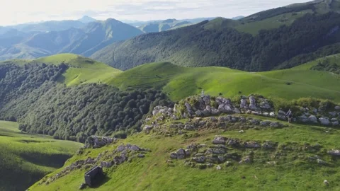 Flying in the Mountains of the Pyrenees Stock Footage 319030687