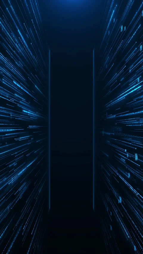 Flying movement at digital space sci fi tunnel hi tech information network 스톡 동영상 312866673