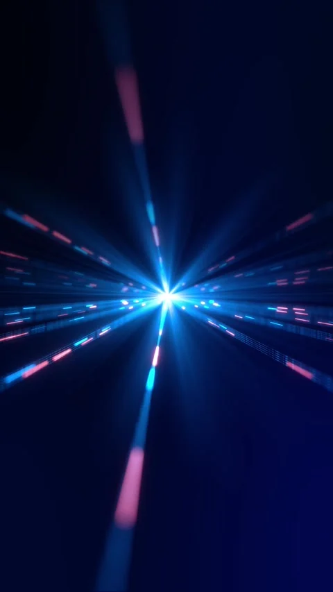 Flying movement at digital space sci fi tunnel with hi tech information big data Stock Footage 341894406